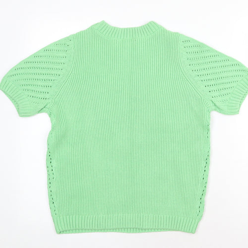 Marks and Spencer Womens Green Roll Neck Cotton Pullover Jumper Size M
