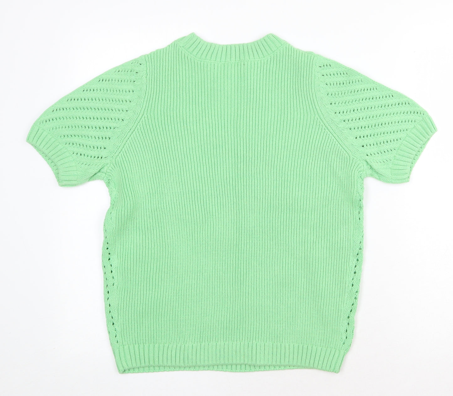 Marks and Spencer Womens Green Roll Neck Cotton Pullover Jumper Size M