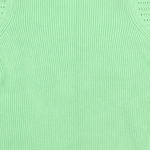 Marks and Spencer Womens Green Roll Neck Cotton Pullover Jumper Size M