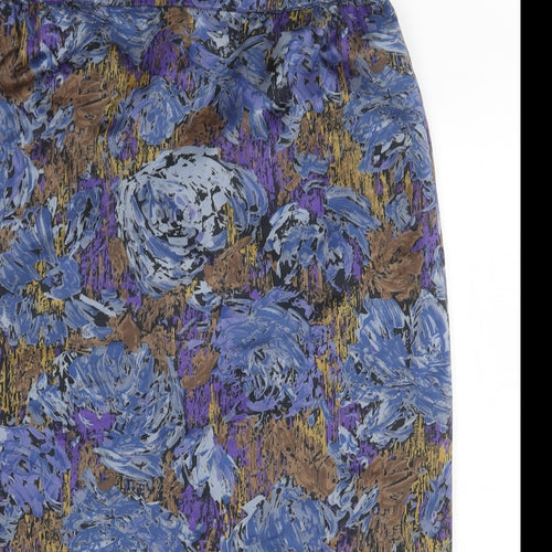 Preworn Womens Blue Geometric Polyester Straight & Pencil Skirt Size 34 in Zip