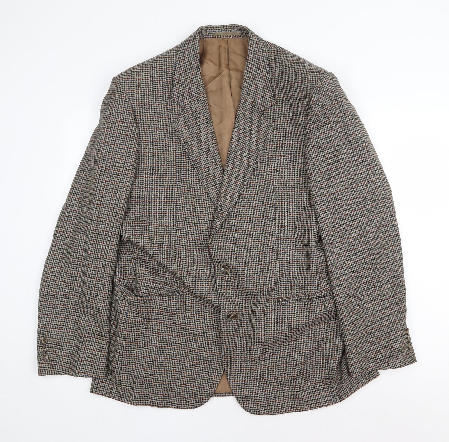 Varteks International Mens Brown Geometric Polyester Jacket Suit Jacket Size 40 Regular
