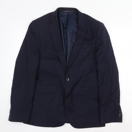 Burton Mens Blue Wool Jacket Suit Jacket Size 38 Regular