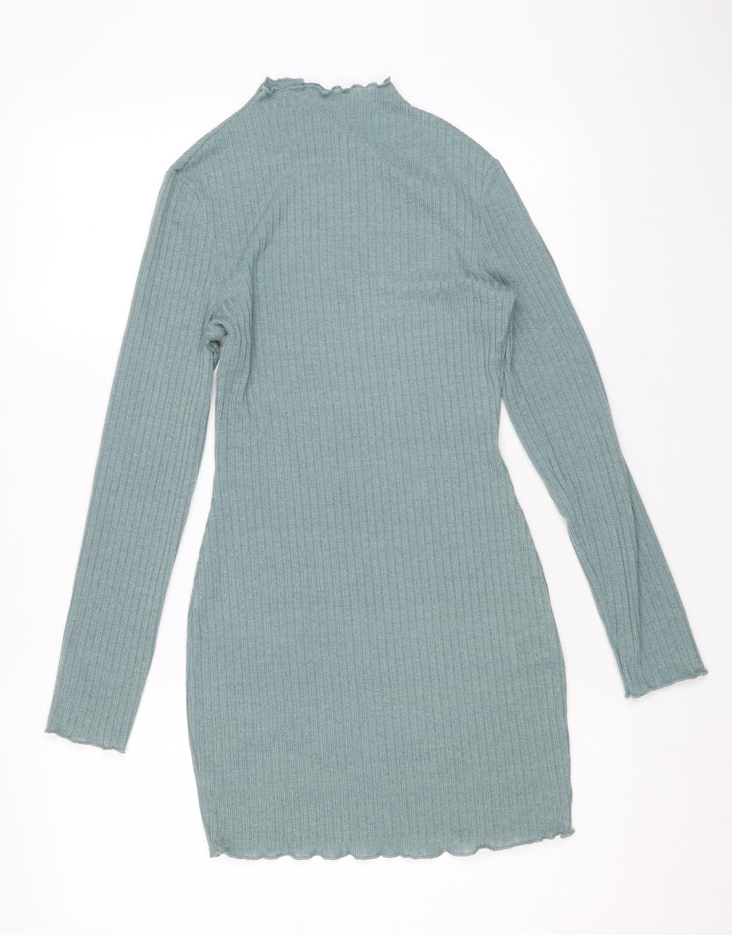 SheIn Womens Blue Polyester Jumper Dress Size XS High Neck Pullover