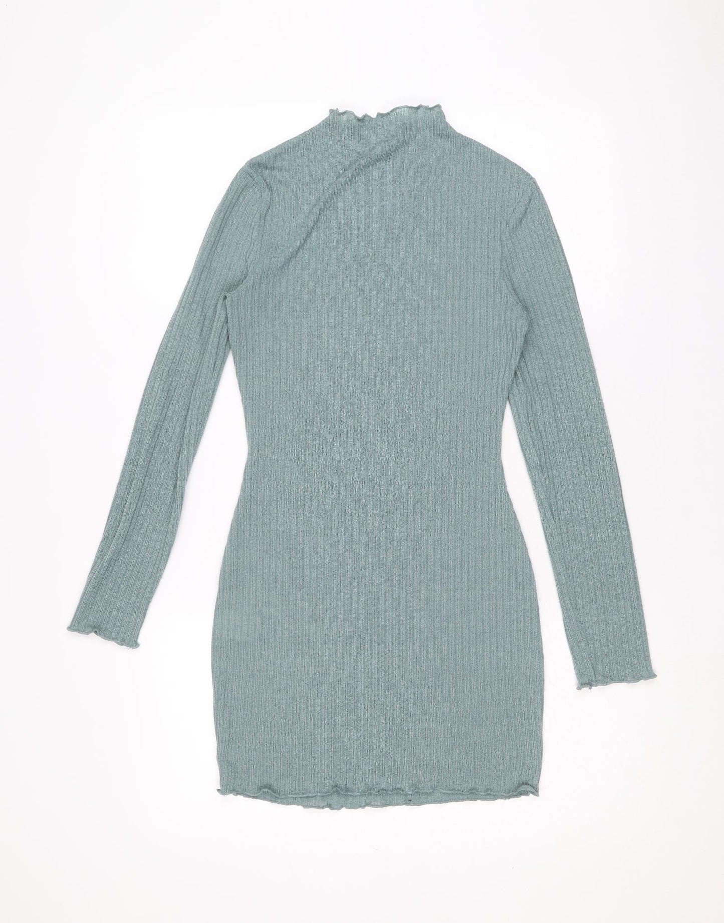 SheIn Womens Blue Polyester Jumper Dress Size XS High Neck Pullover