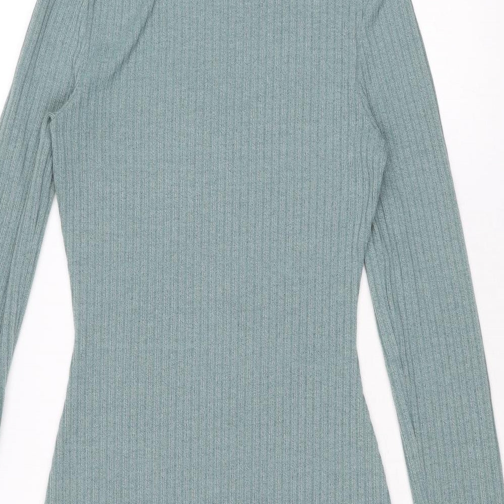 SheIn Womens Blue Polyester Jumper Dress Size XS High Neck Pullover