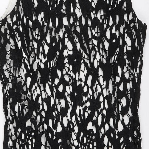Episode Womens Black Geometric Polyester Sheath Size 10 Scoop Neck Zip