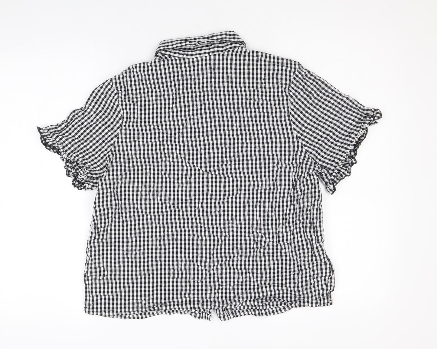 ASOS Womens Black Check Cotton Basic Button-Up Size 14 Collared