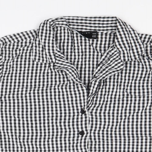 ASOS Womens Black Check Cotton Basic Button-Up Size 14 Collared