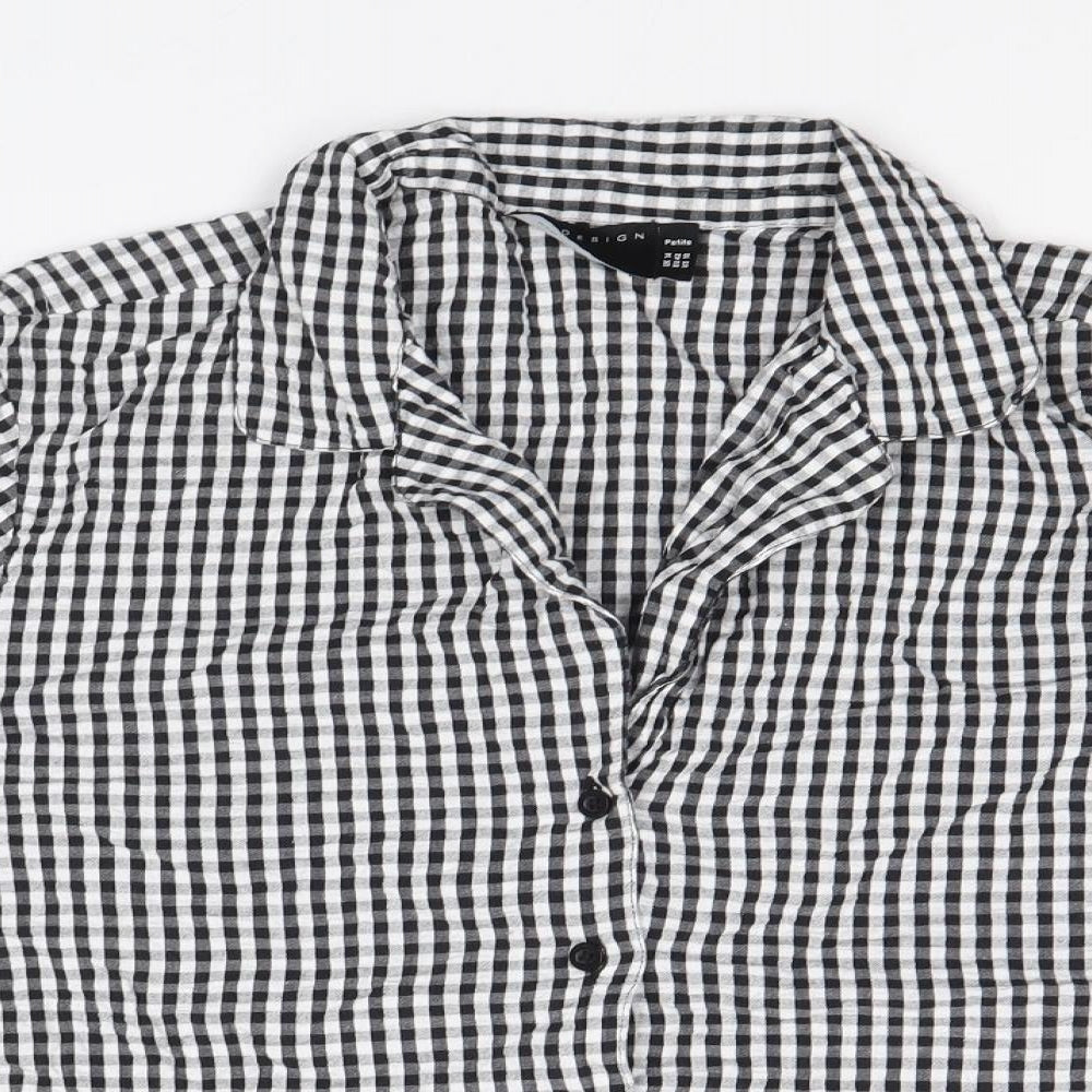 ASOS Womens Black Check Cotton Basic Button-Up Size 14 Collared
