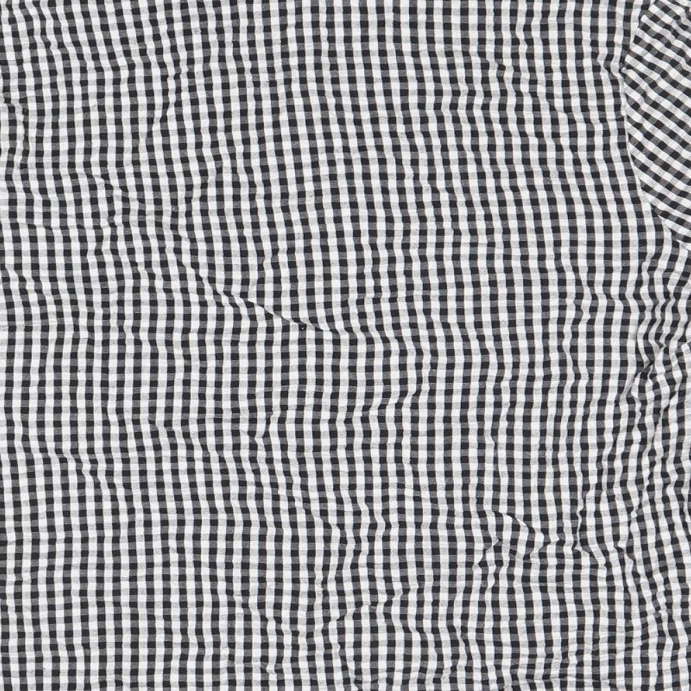 ASOS Womens Black Check Cotton Basic Button-Up Size 14 Collared