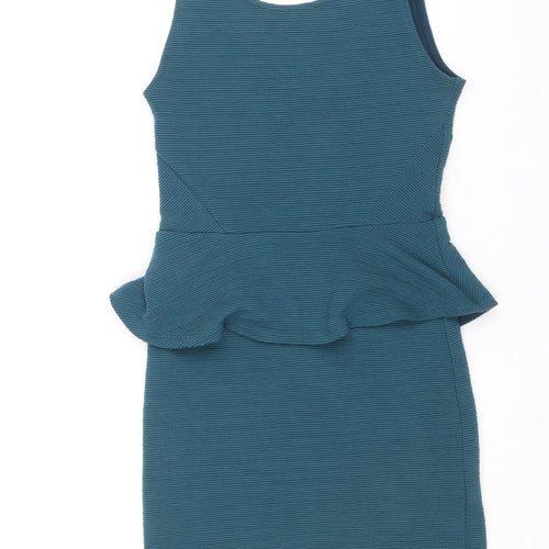 Divided by H&M Womens Blue Polyester Mini Size 10 Scoop Neck Zip