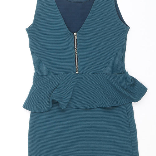 Divided by H&M Womens Blue Polyester Mini Size 10 Scoop Neck Zip