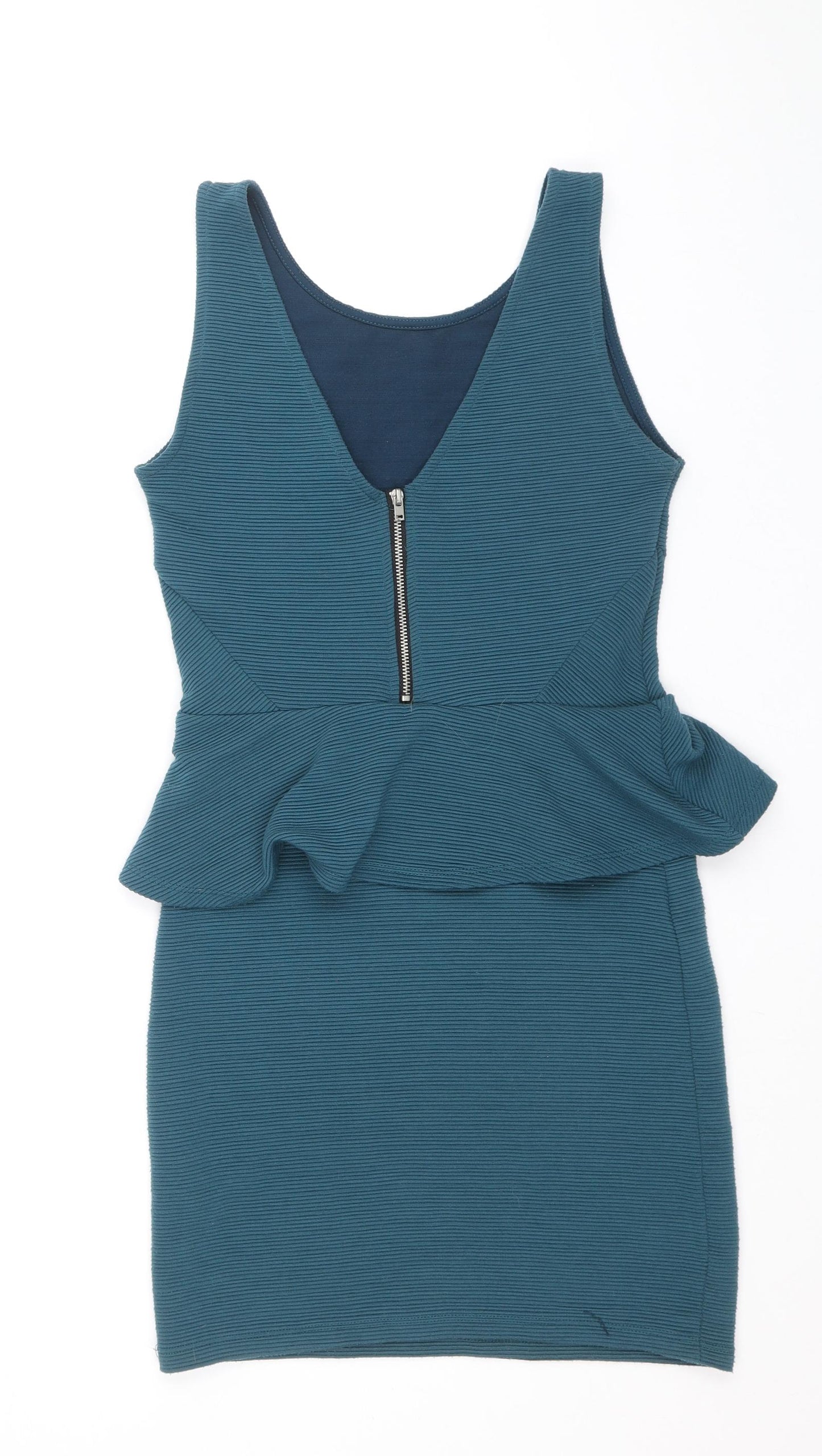 Divided by H&M Womens Blue Polyester Mini Size 10 Scoop Neck Zip