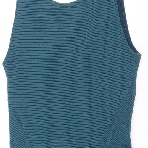 Divided by H&M Womens Blue Polyester Mini Size 10 Scoop Neck Zip