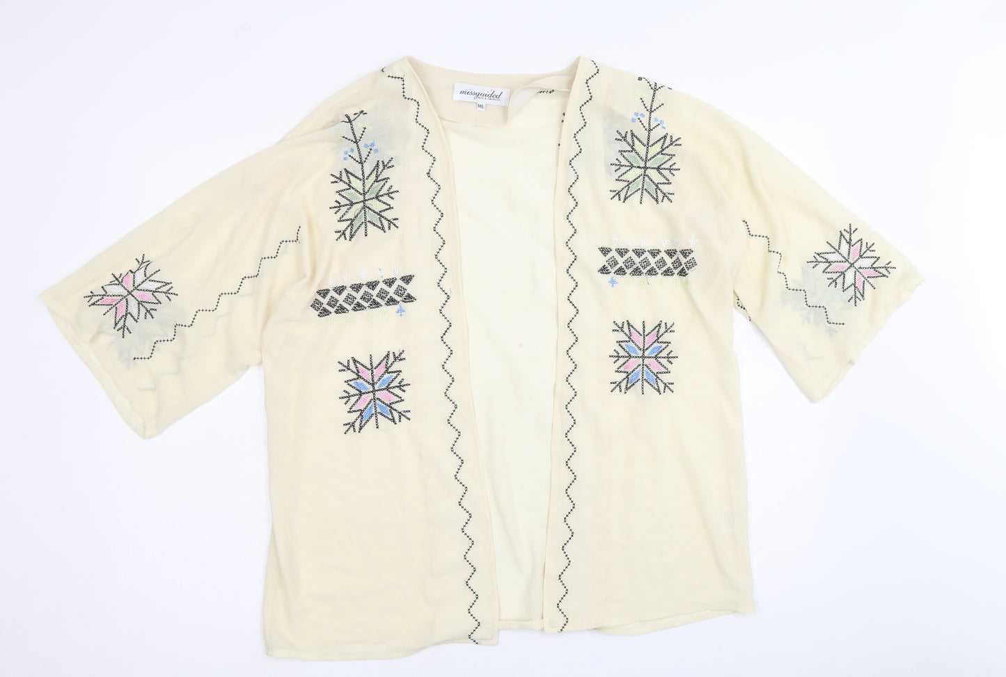 Missguided Womens Beige Polyester Kimono Blouse Size M V-Neck