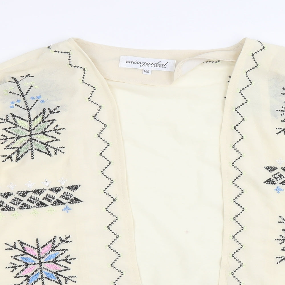 Missguided Womens Beige Polyester Kimono Blouse Size M V-Neck