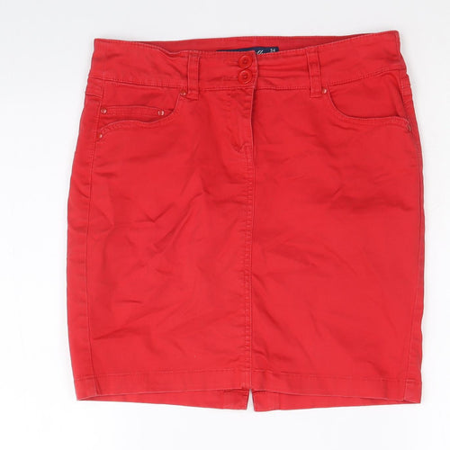Colin's Womens Red Cotton Straight & Pencil Skirt Size 6 Zip