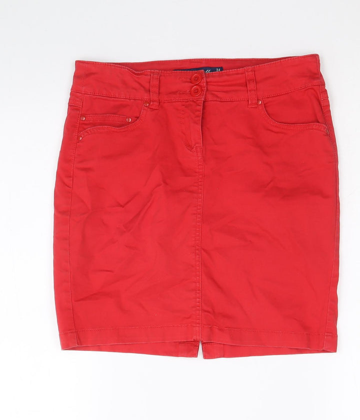 Colin's Womens Red Cotton Straight & Pencil Skirt Size 6 Zip
