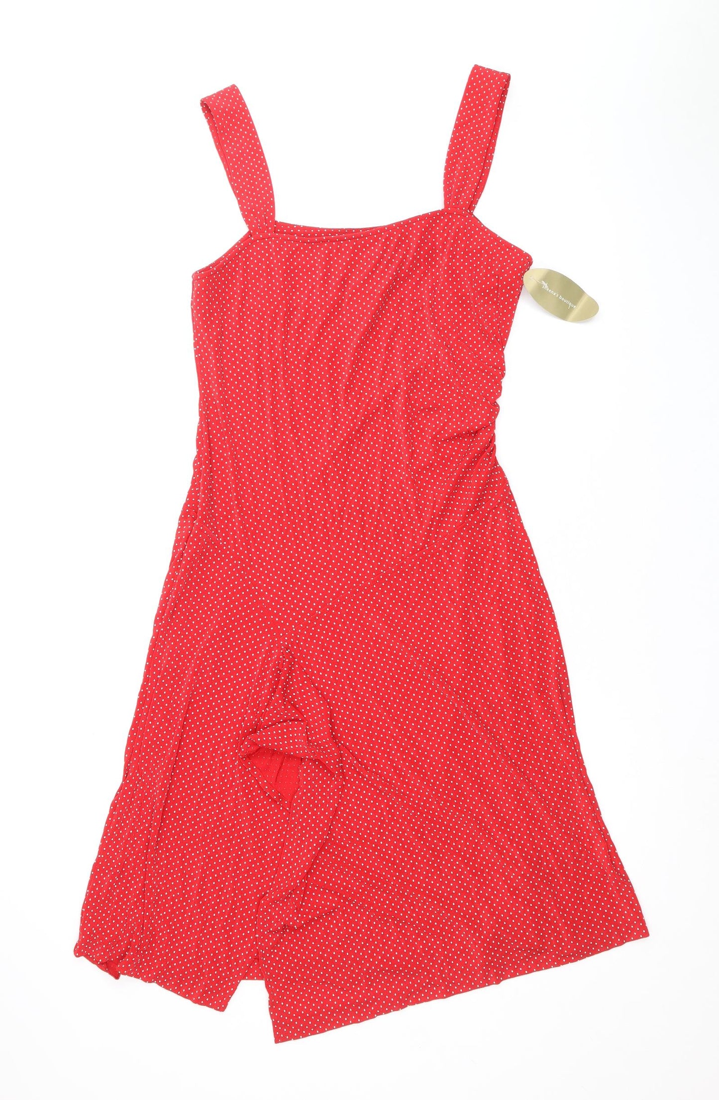 Joseph Ribkoff Womens Red Polka Dot Nylon A-Line Size 12 Square Neck Pullover