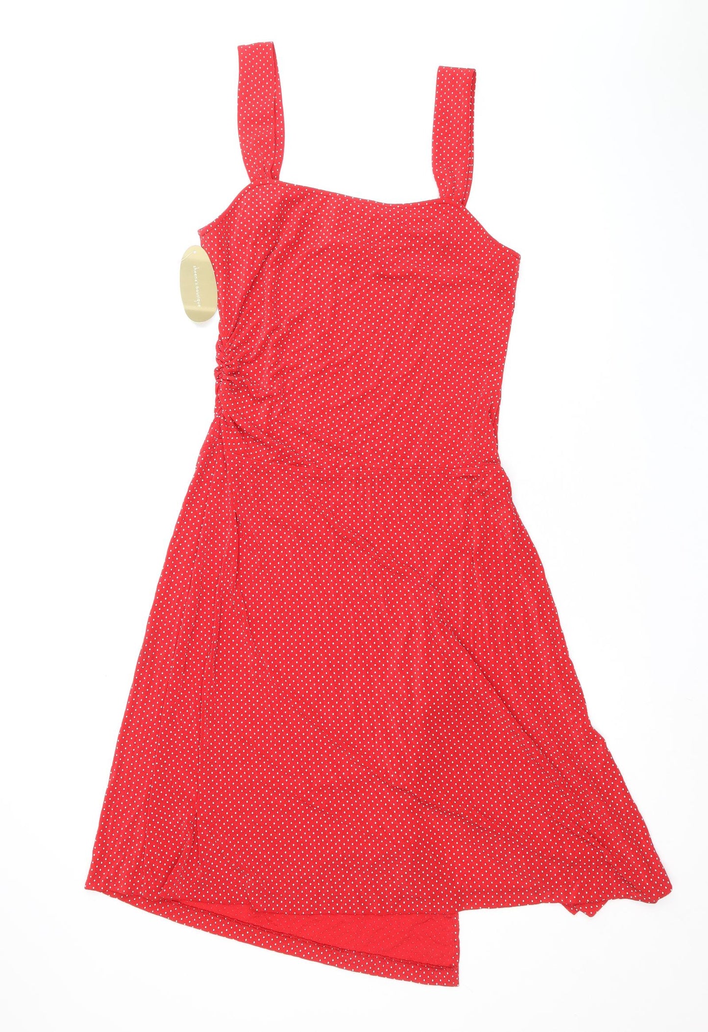 Joseph Ribkoff Womens Red Polka Dot Nylon A-Line Size 12 Square Neck Pullover