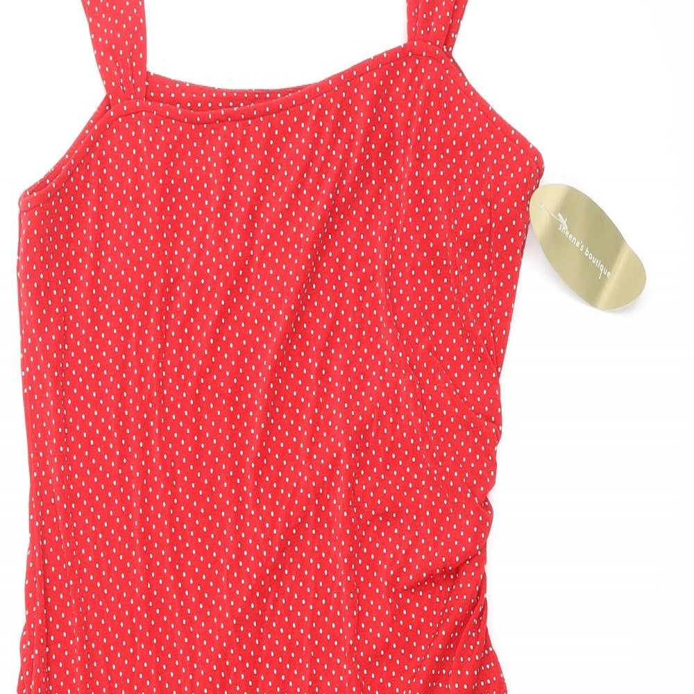 Joseph Ribkoff Womens Red Polka Dot Nylon A-Line Size 12 Square Neck Pullover
