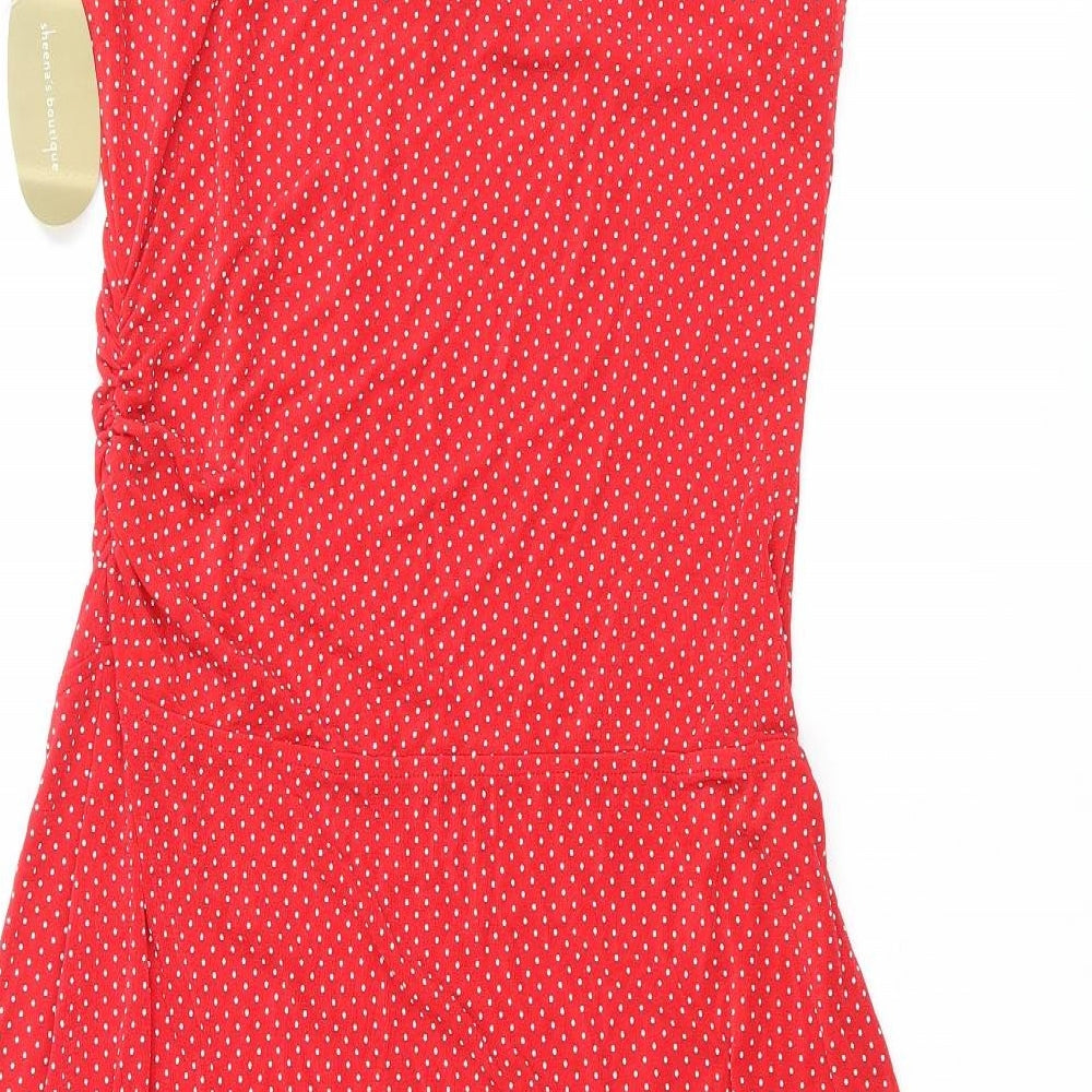 Joseph Ribkoff Womens Red Polka Dot Nylon A-Line Size 12 Square Neck Pullover