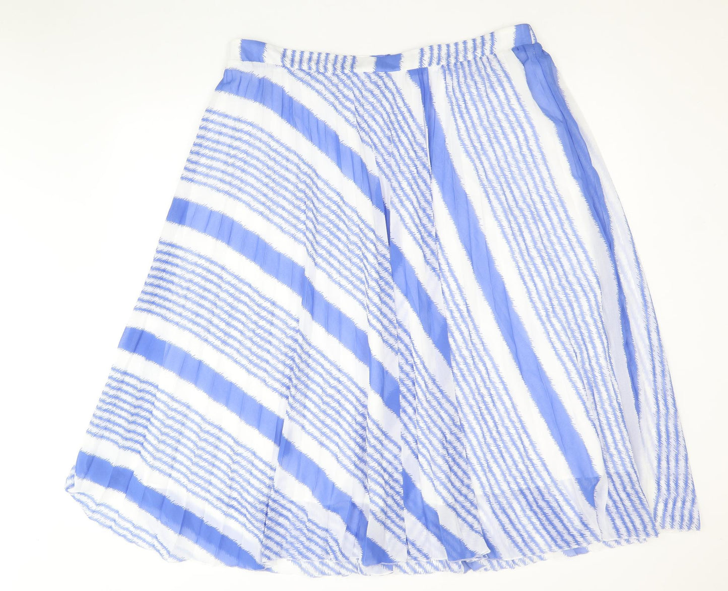 Marks and Spencer Womens Blue Striped Polyester Swing Skirt Size 20