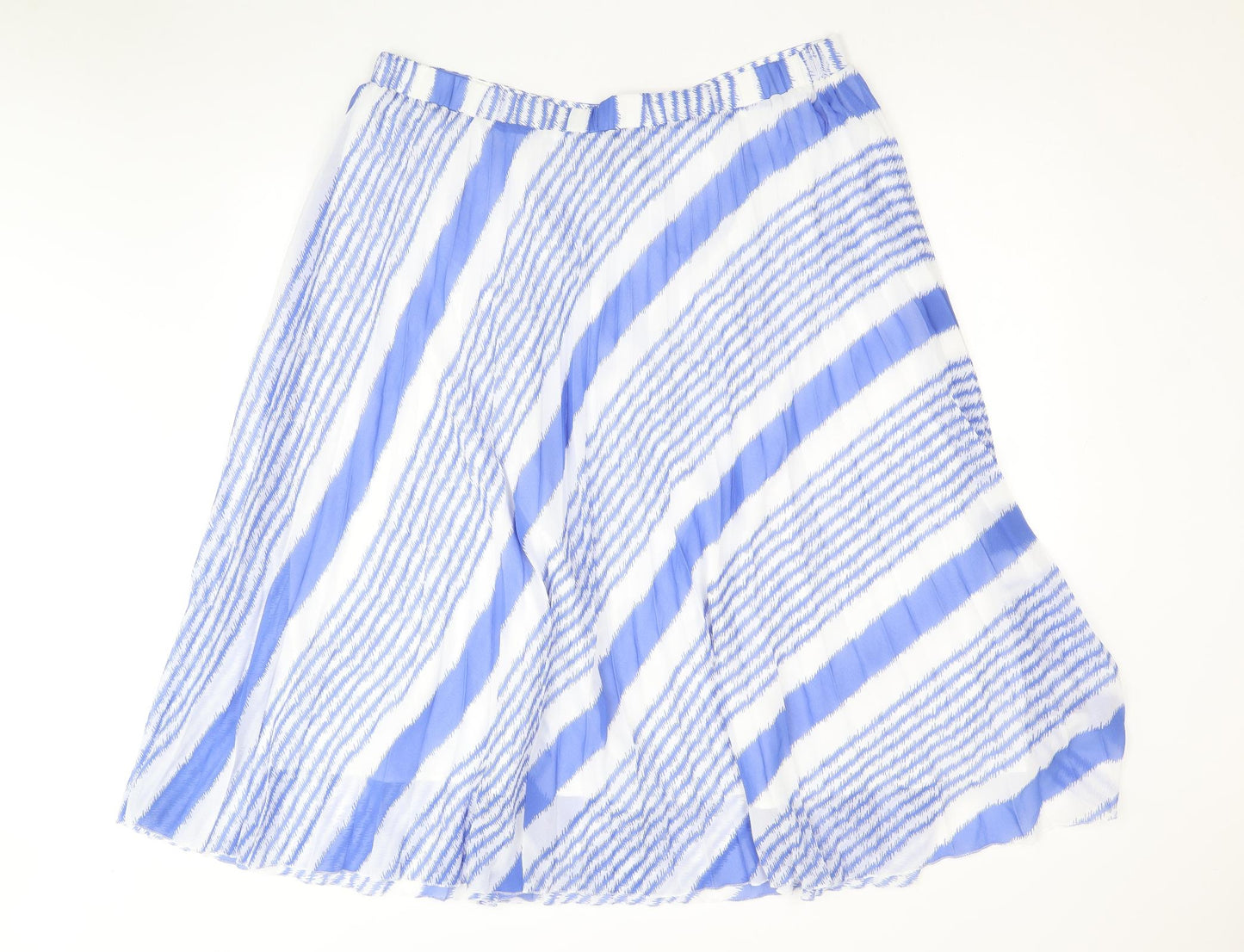 Marks and Spencer Womens Blue Striped Polyester Swing Skirt Size 20