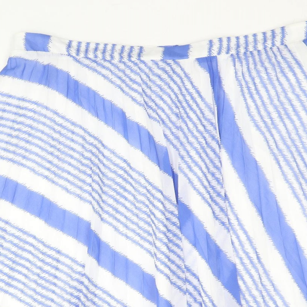 Marks and Spencer Womens Blue Striped Polyester Swing Skirt Size 20