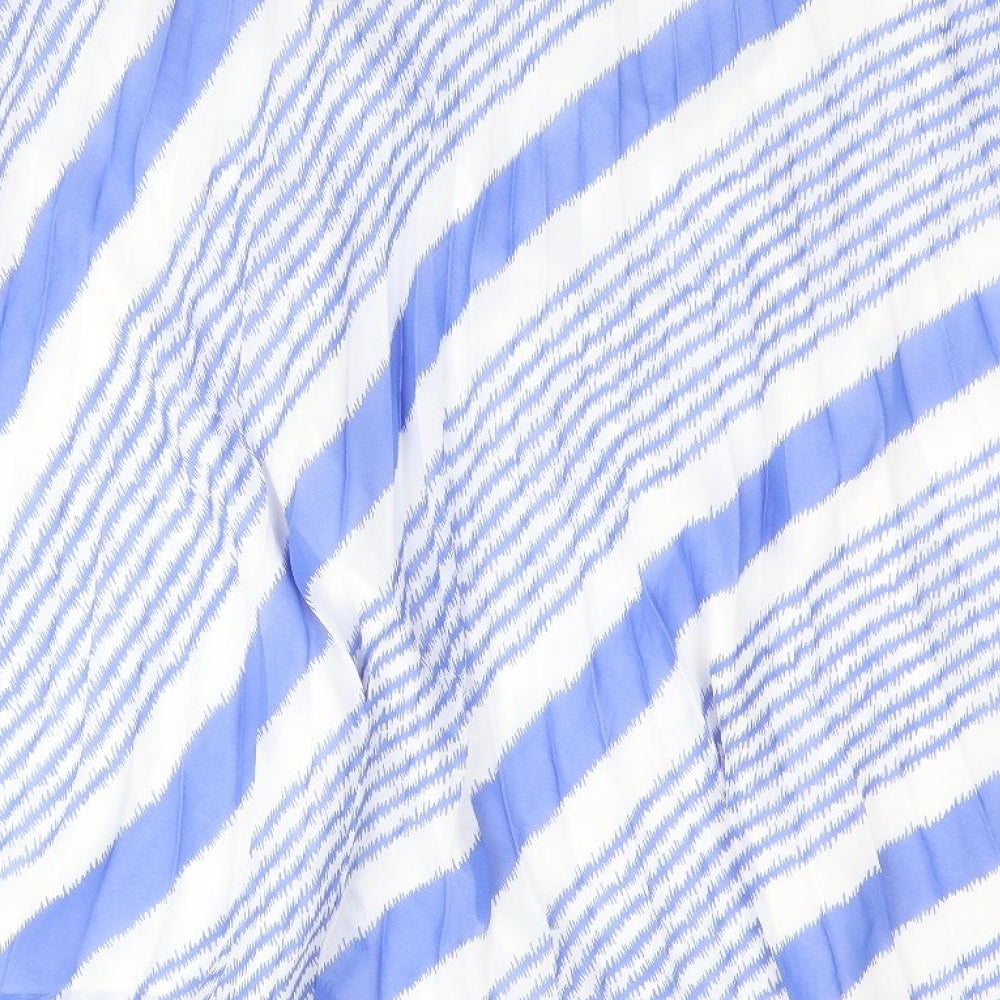 Marks and Spencer Womens Blue Striped Polyester Swing Skirt Size 20