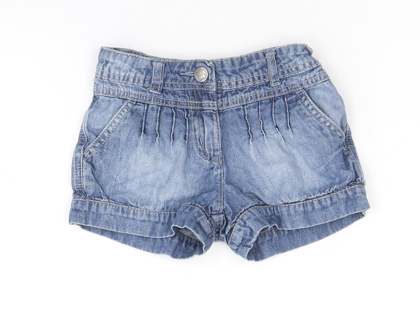TU Girls Blue 100% Cotton Hot Pants Shorts Size 4 Years Regular Zip
