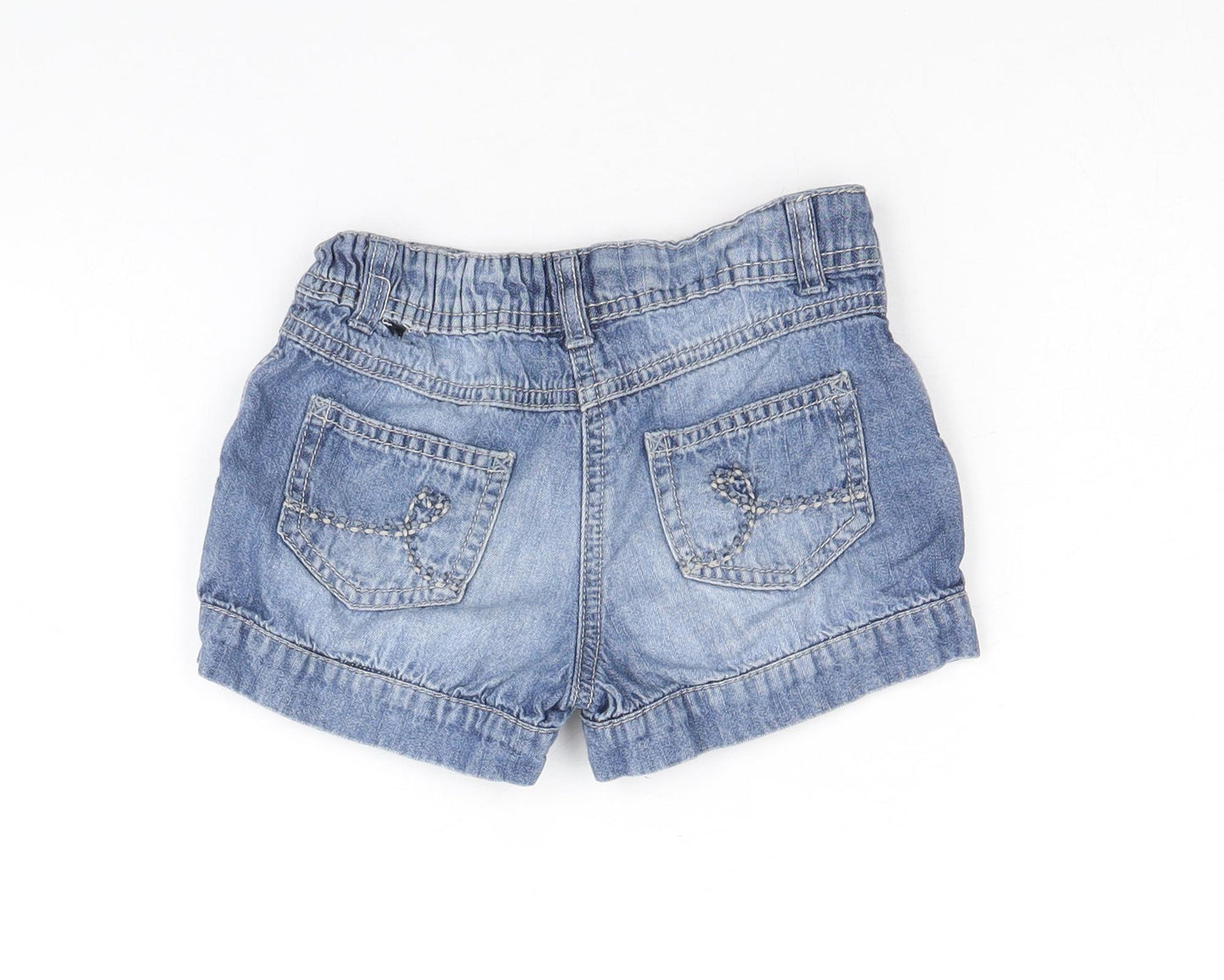 TU Girls Blue 100% Cotton Hot Pants Shorts Size 4 Years Regular Zip