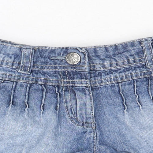 TU Girls Blue 100% Cotton Hot Pants Shorts Size 4 Years Regular Zip