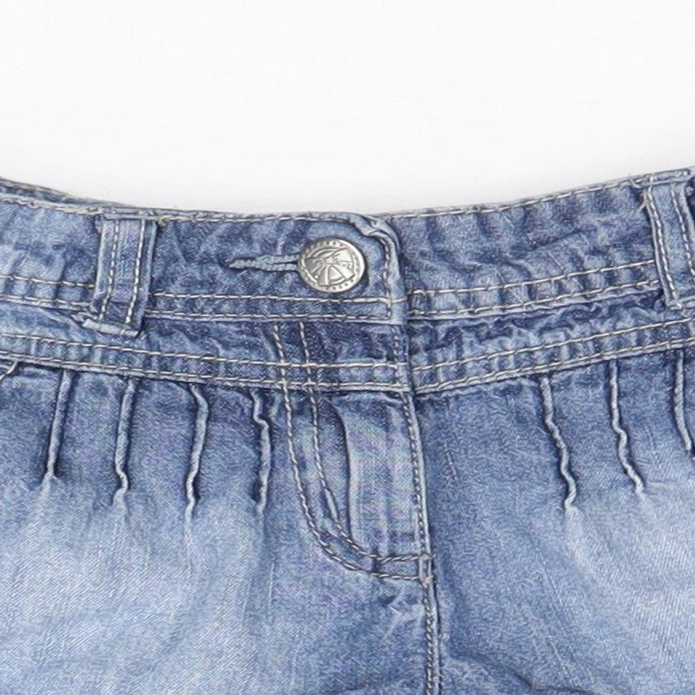 TU Girls Blue 100% Cotton Hot Pants Shorts Size 4 Years Regular Zip