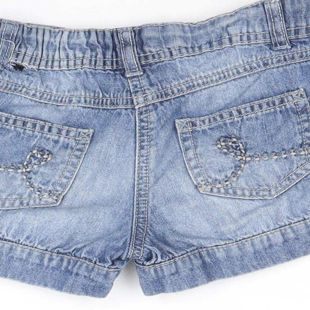 TU Girls Blue 100% Cotton Hot Pants Shorts Size 4 Years Regular Zip