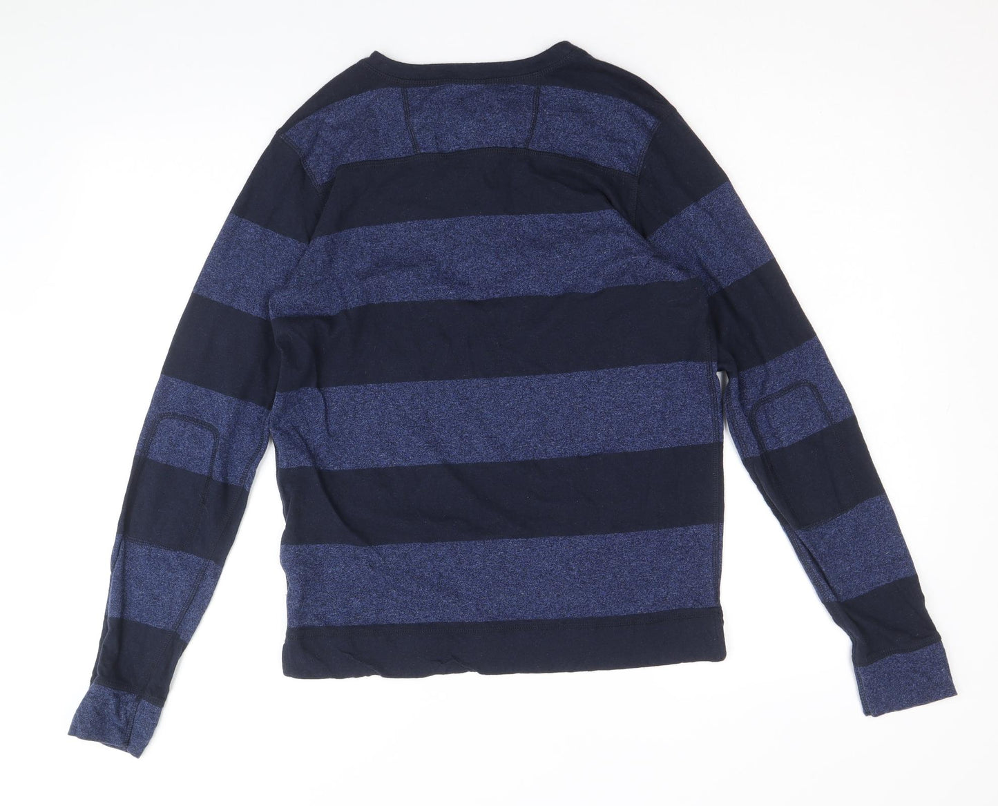 David Beckham Boys Blue Striped Cotton Basic T-Shirt Size 14 Years Henley Button