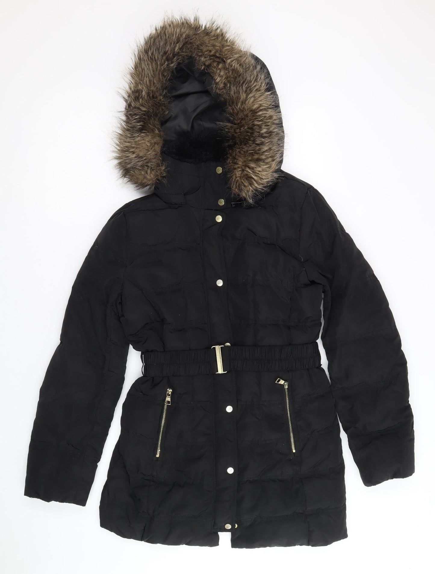 H&M Womens Black Parka Coat Size S Zip