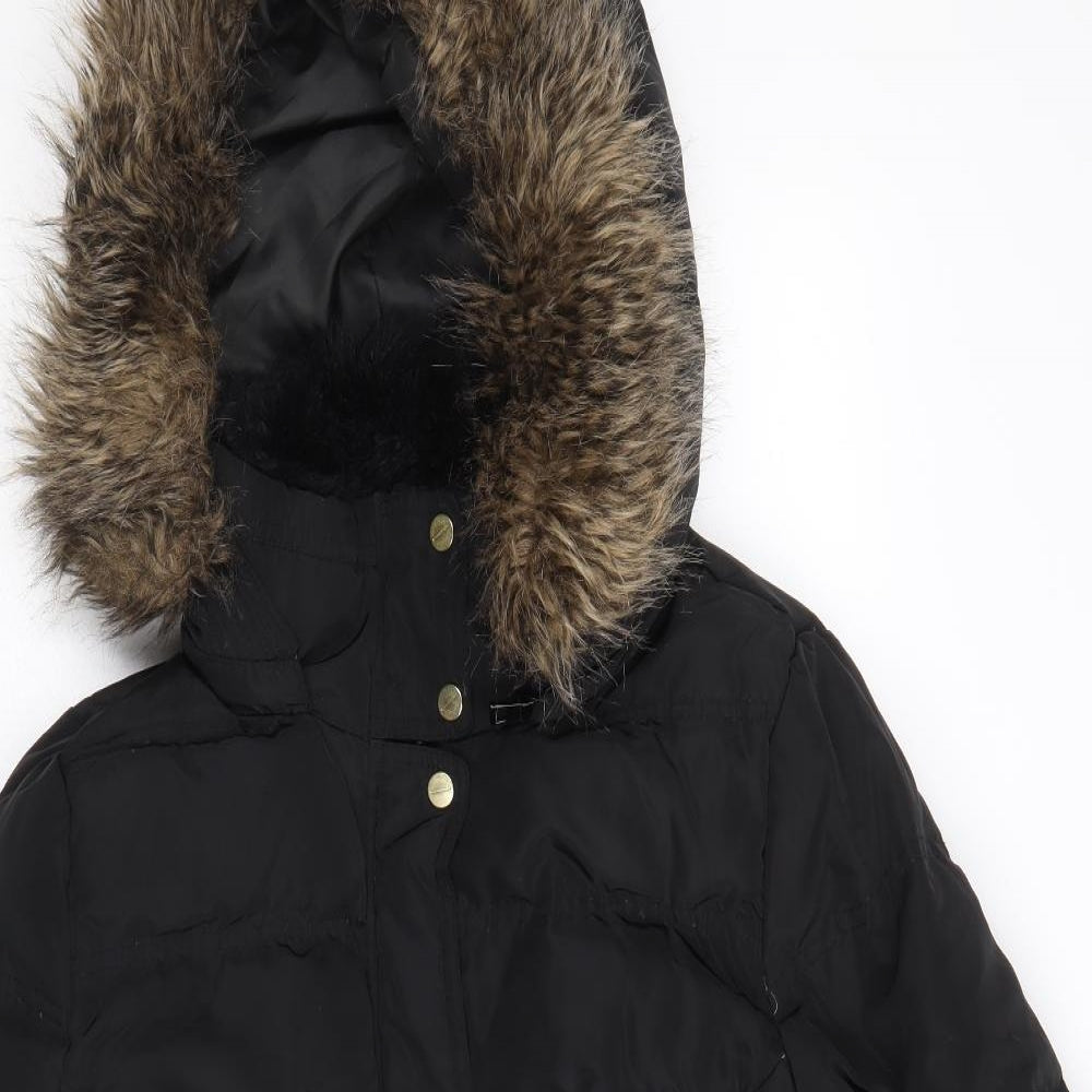 H&M Womens Black Parka Coat Size S Zip