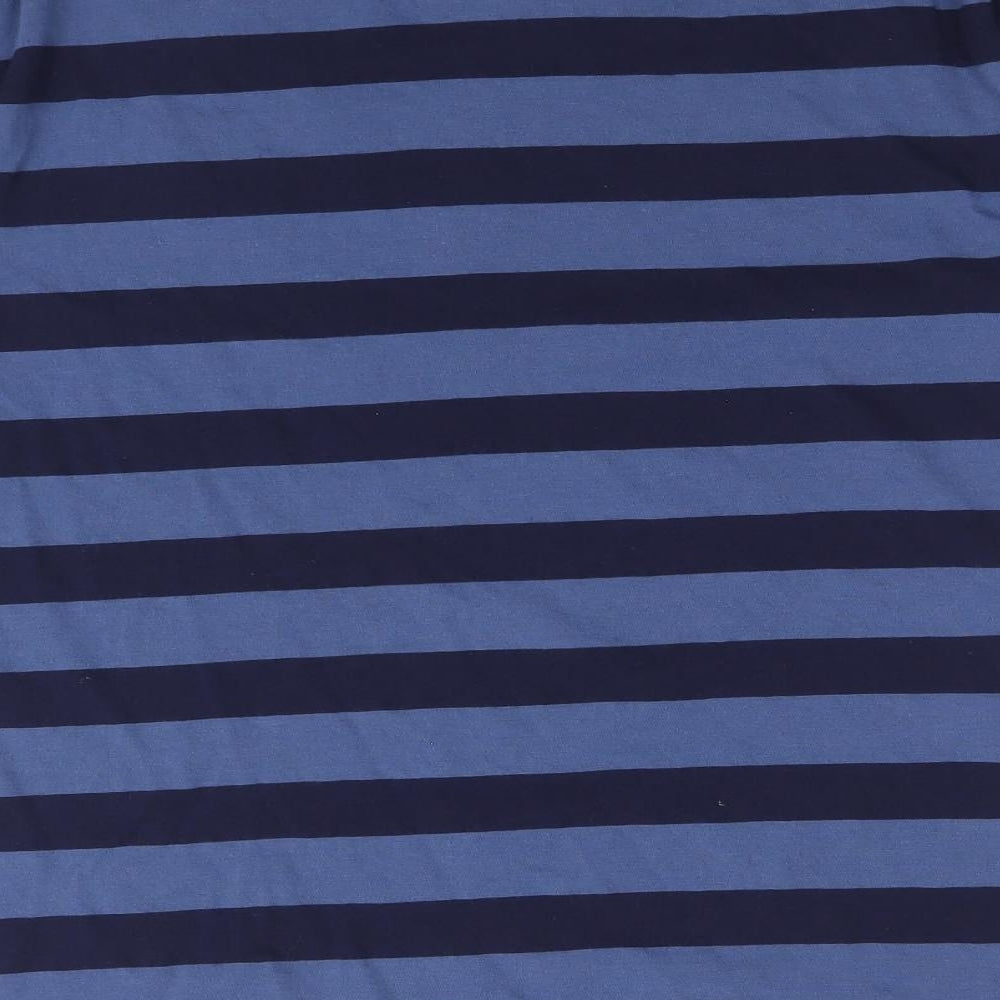 Luke Boys Blue Striped 100% Cotton Basic T-Shirt Size 13-14 Years Round Neck Pullover