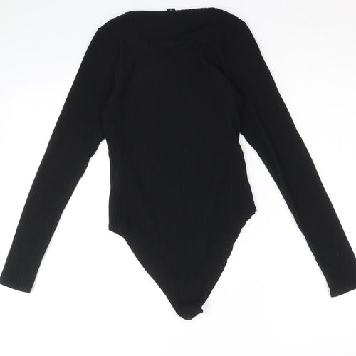New Look Womens Black Polyester Bodysuit One-Piece Size 8 Snap