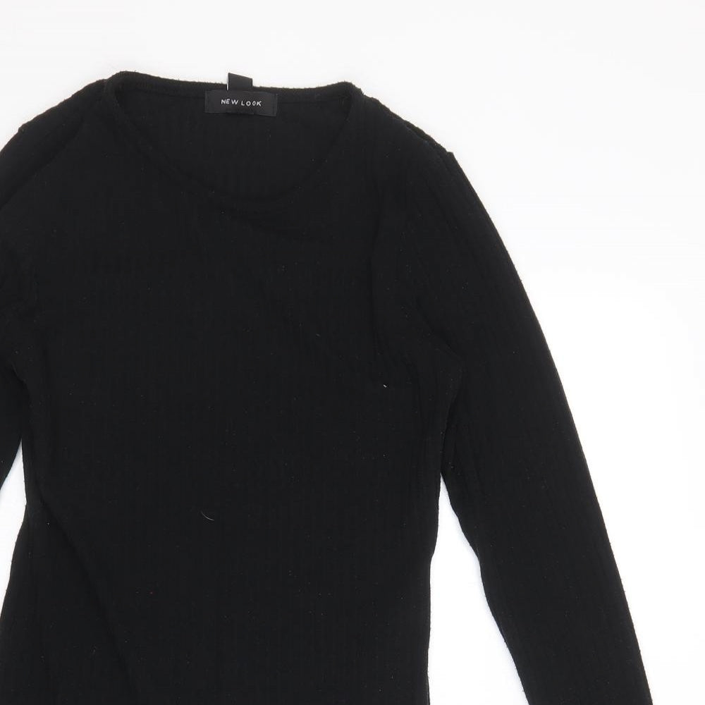 New Look Womens Black Polyester Bodysuit One-Piece Size 8 Snap