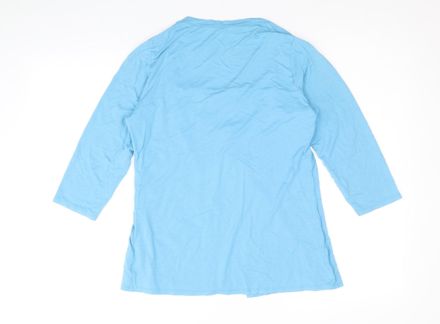 Marks and Spencer Womens Blue Viscose Basic T-Shirt Size 14 Round Neck - Twin Set