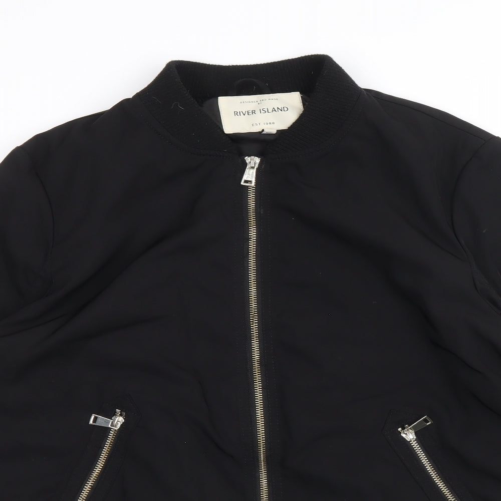 River Island Womens Black Bomber Jacket Jacket Size 14 Zip