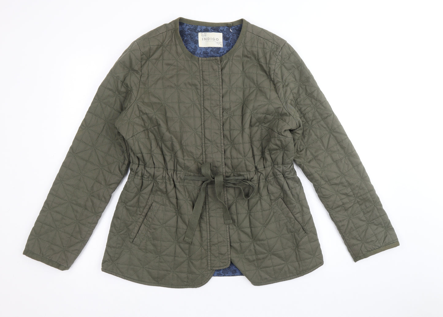 Marks and Spencer Womens Green Quilted Jacket Size 14 Zip