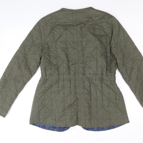 Marks and Spencer Womens Green Quilted Jacket Size 14 Zip