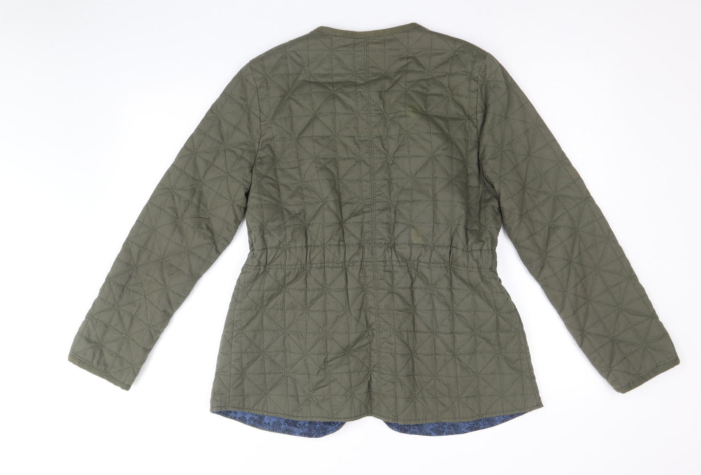 Marks and Spencer Womens Green Quilted Jacket Size 14 Zip