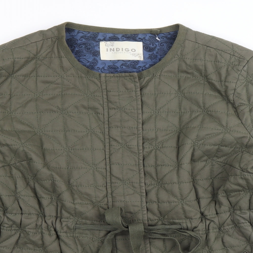 Marks and Spencer Womens Green Quilted Jacket Size 14 Zip