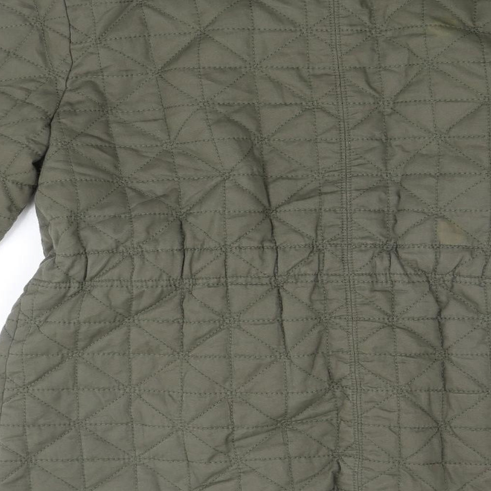 Marks and Spencer Womens Green Quilted Jacket Size 14 Zip