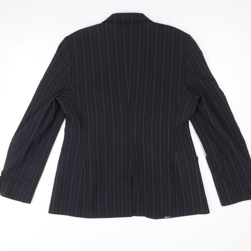 NEXT Womens Blue Striped Polyester Jacket Blazer Size 14