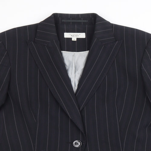 NEXT Womens Blue Striped Polyester Jacket Blazer Size 14